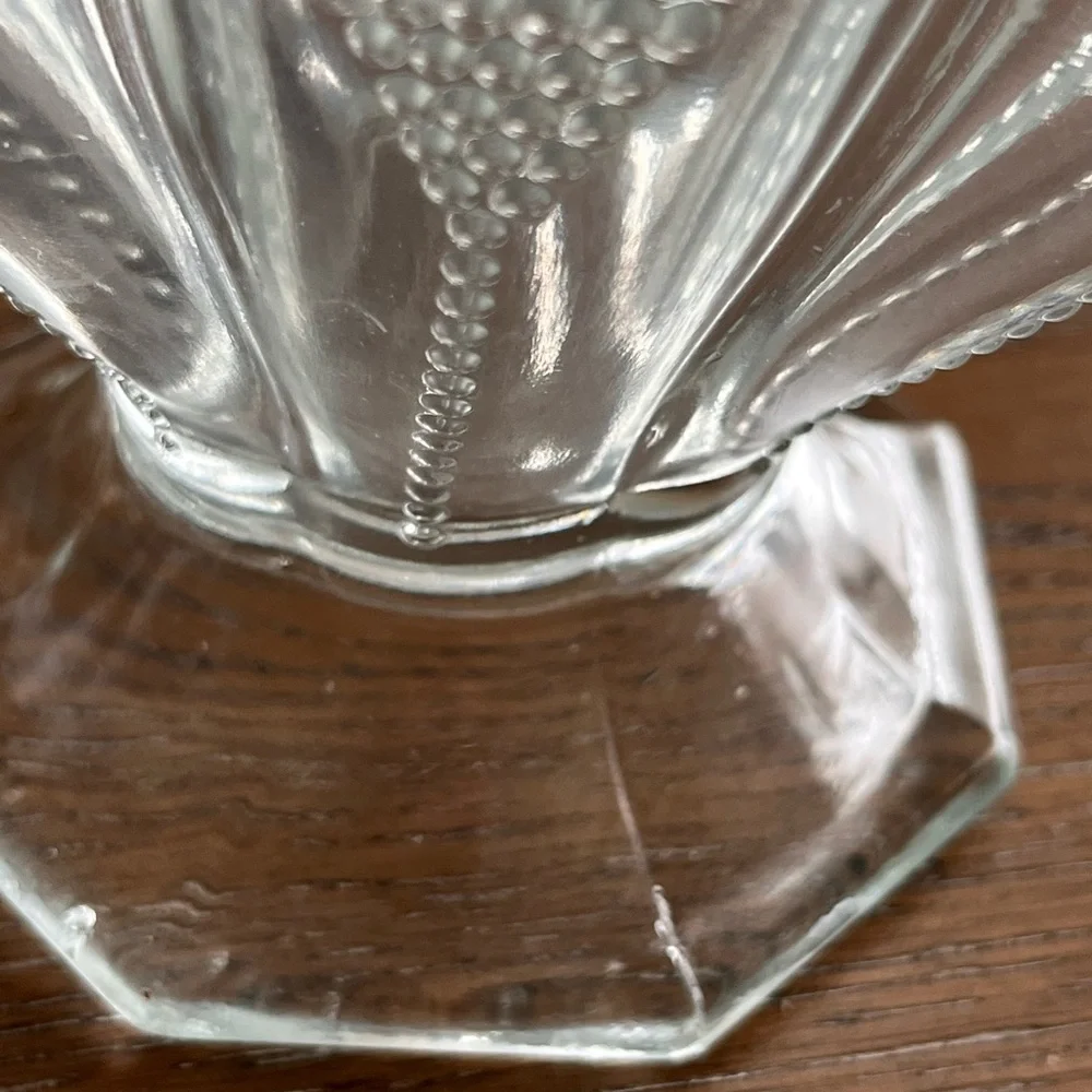 L.E. Smith Thousand Eyes Dewdrop Hobnail‎ Clear Glass Fan Vase